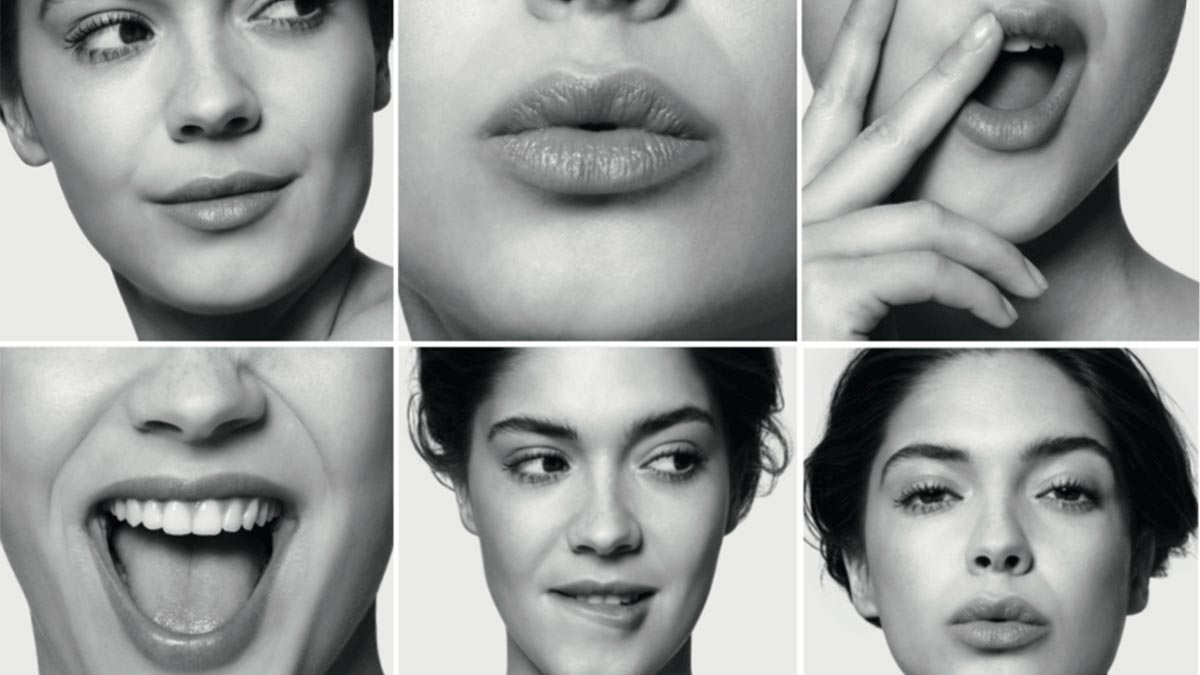 Varias caras de mujeres con labios bonitos
